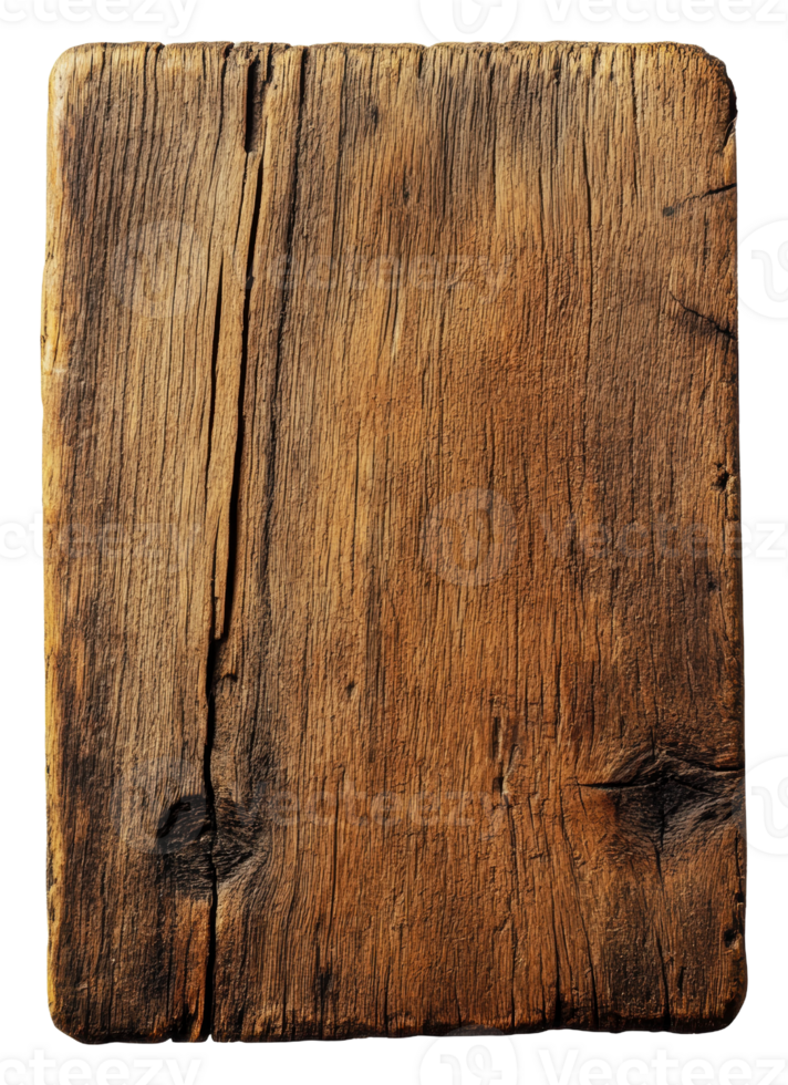 Rustic wooden board with unique grain patterns, cut out - stock . png