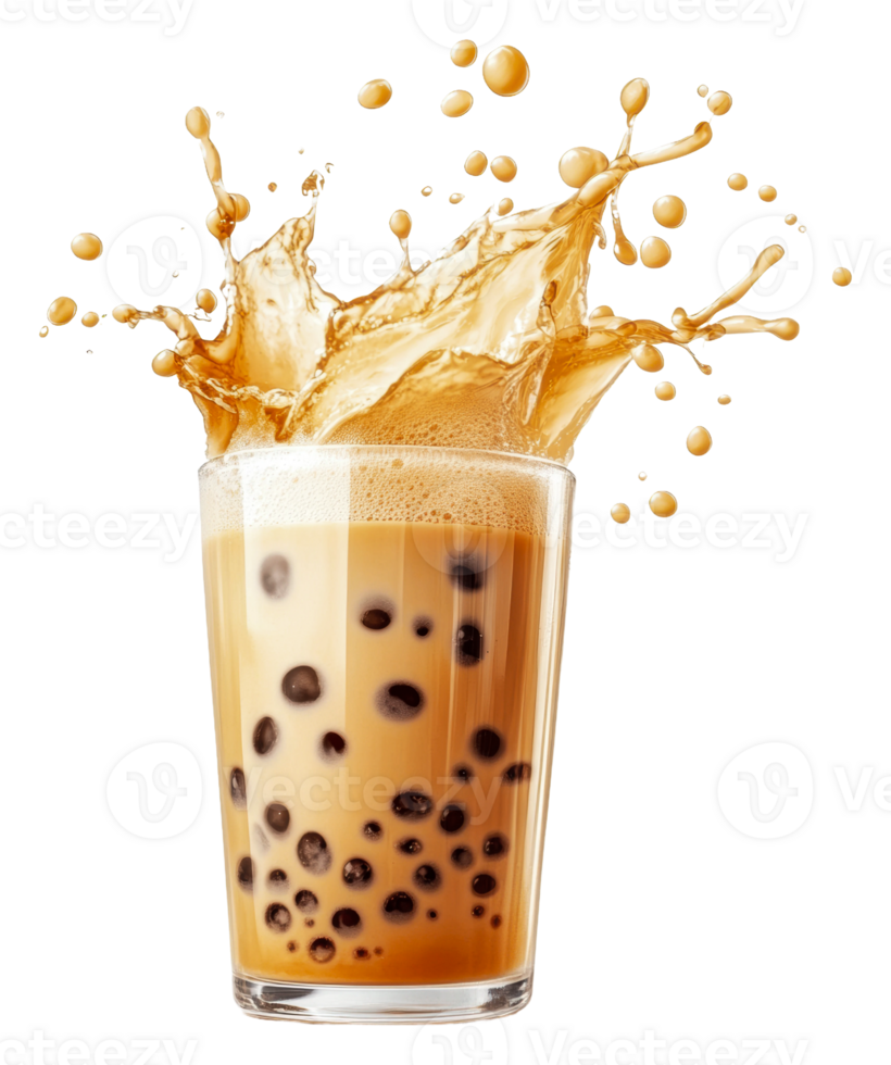 A refreshing bubble tea splashing in sunlight, cut out - stock . png