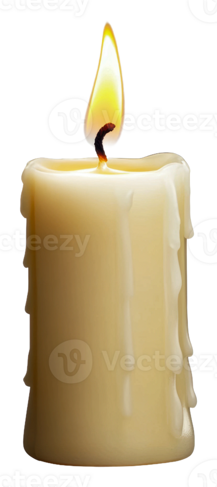 A candle burns brightly, casting a warm glow, cut out - stock . png