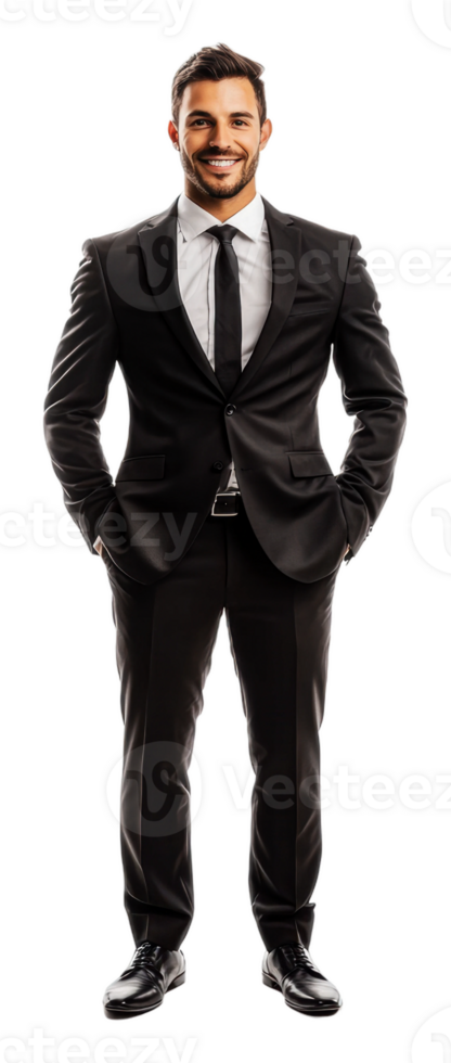 Confident man in a suit posing with a smile, cut out - stock . png