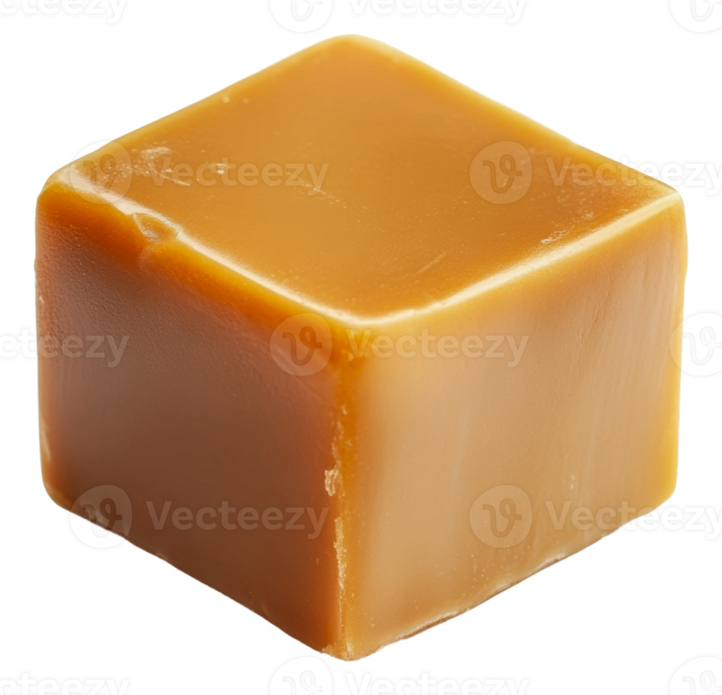 Caramel cube on white for cooking, cut out - stock . png