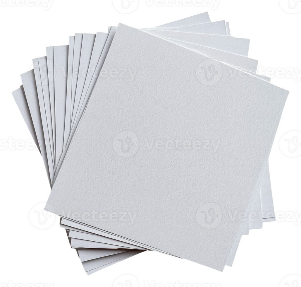 Stack of blank gray sheets on a white background, cut out - stock . png