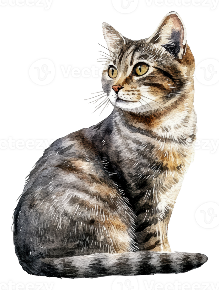Graceful striped tabby on white, cut out - stock . png