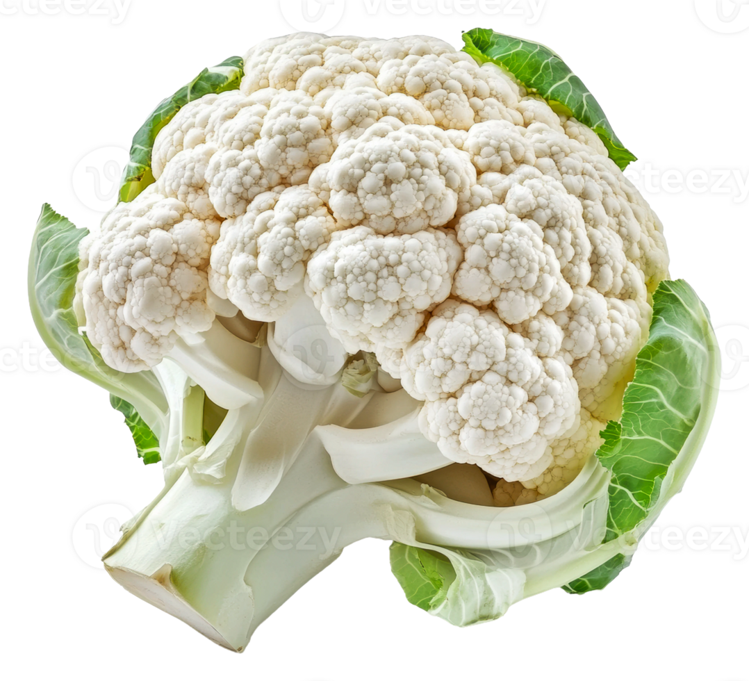 Fresh cauliflower on white, ready to cook, cut out - stock . png