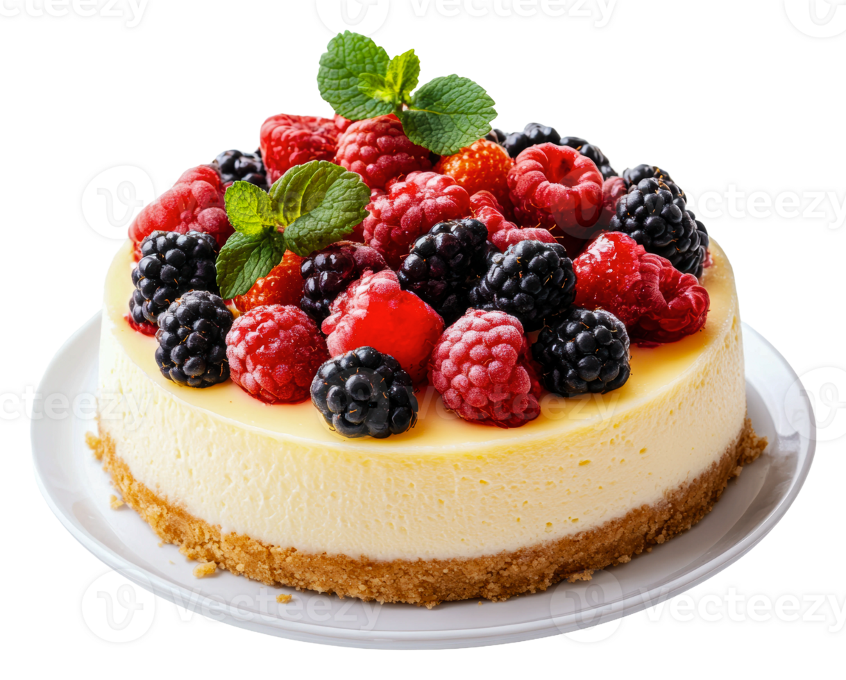 mit Beeren belegt Käsekuchen mit Minze, Schnitt aus - - Lager . png