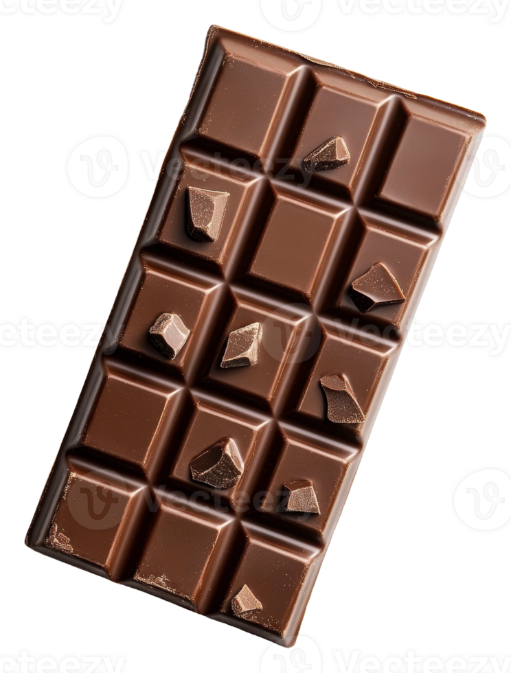 Textured chocolate bar on display, cut out - stock . png