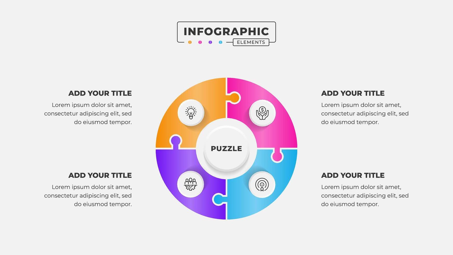 4 Steps business process puzzle infographic template vector