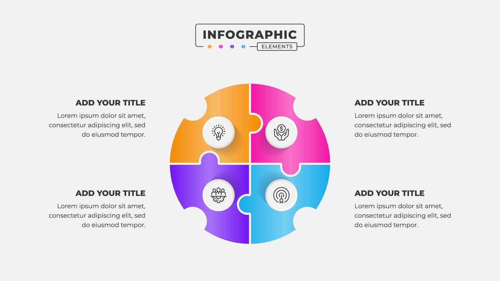 4 Steps business process puzzle infographic template vector