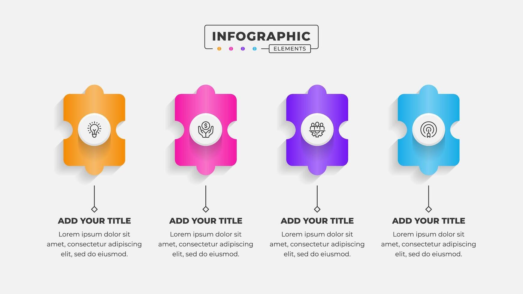 4 Steps business process puzzle infographic template vector