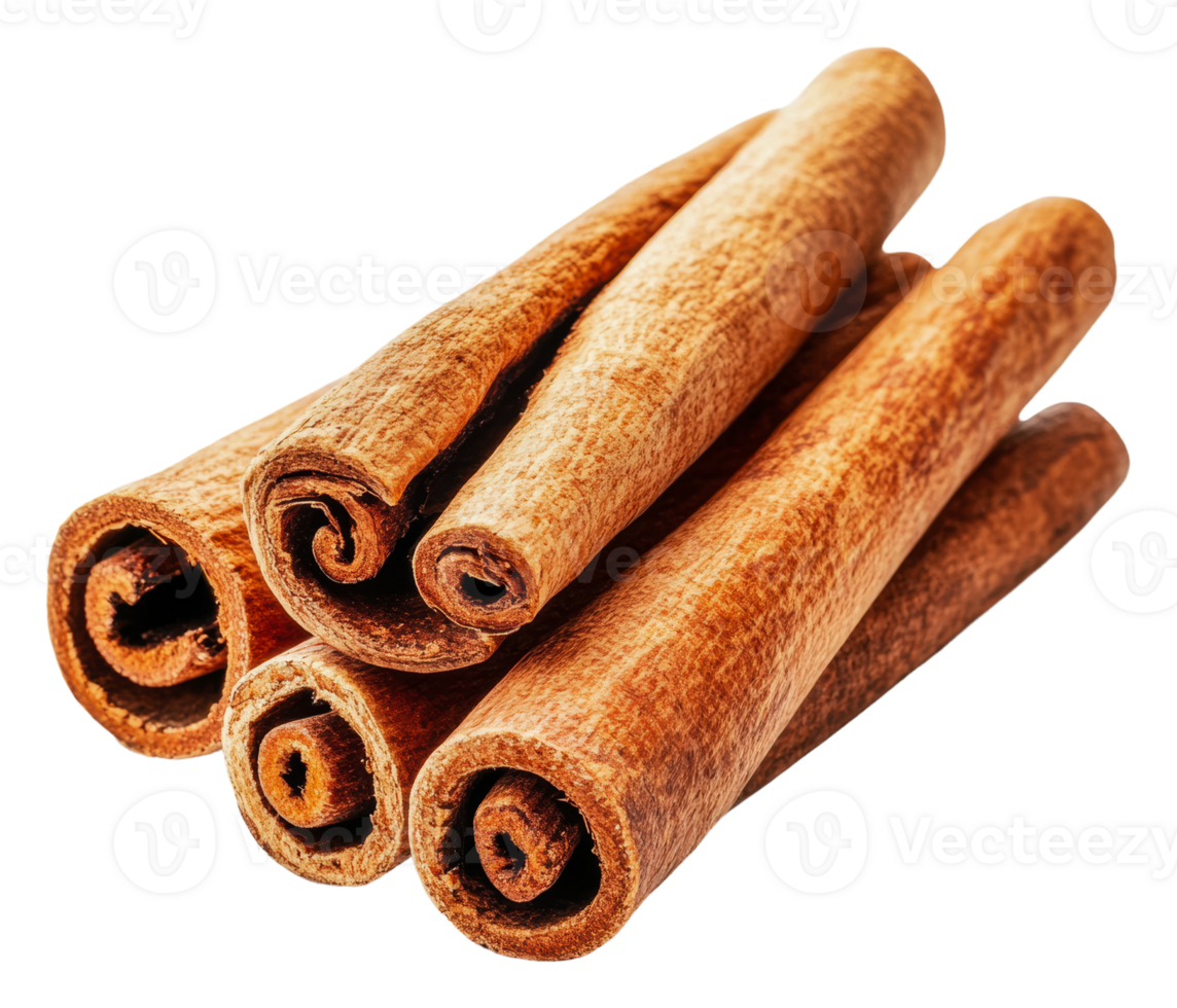 Cinnamon sticks on a tidy surface, cut out - stock . png