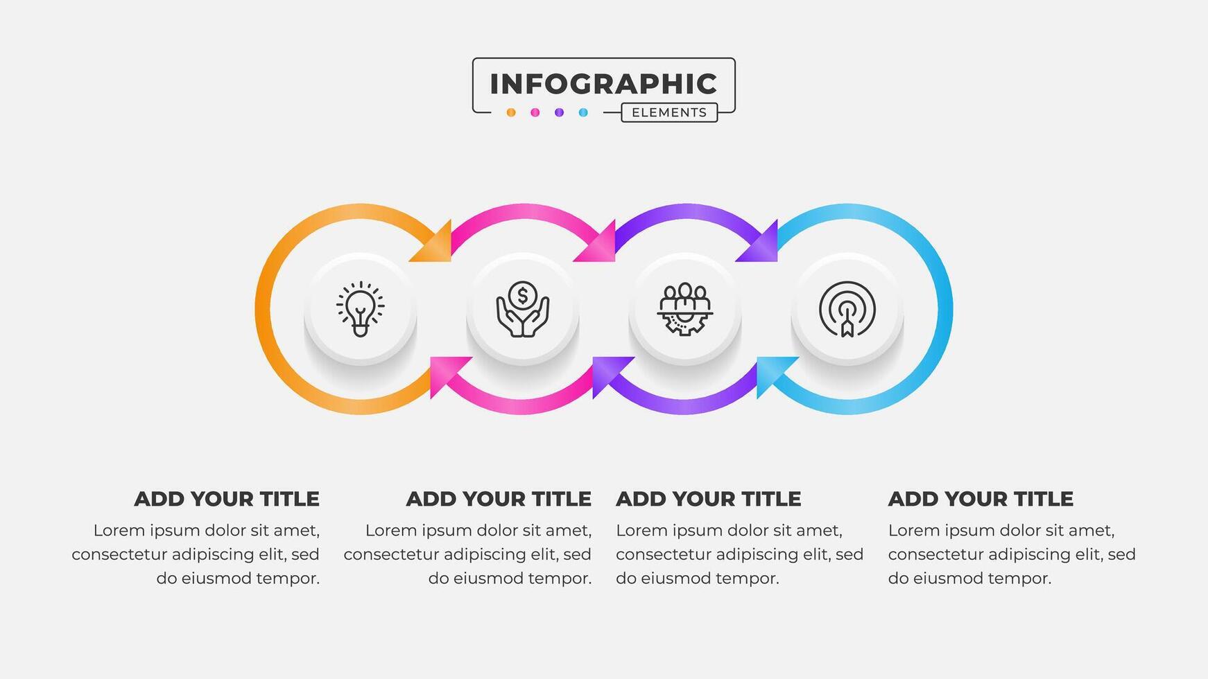 4 steps business process infographic design template vector