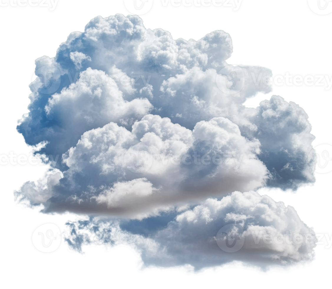 Soft white clouds floating in a bright blue sky, cut out - stock . png