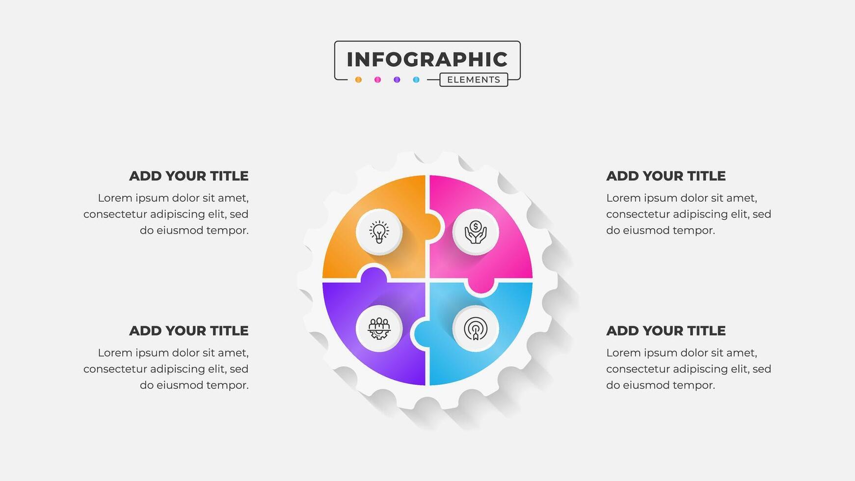 4 Steps business process puzzle infographic template vector