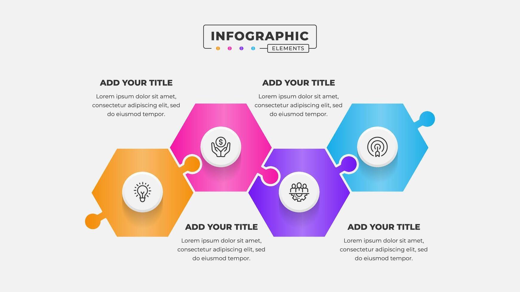 4 Steps business process puzzle infographic template vector