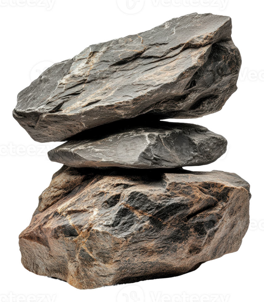 Balanced rocks forming a stable tower in nature, cut out - stock . png