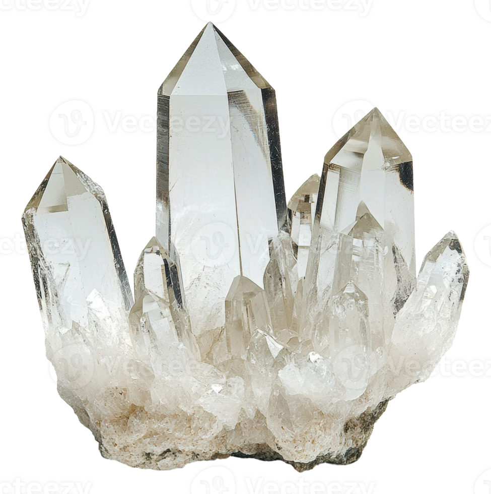 Stunning quartz cluster on white, cut out - stock . png