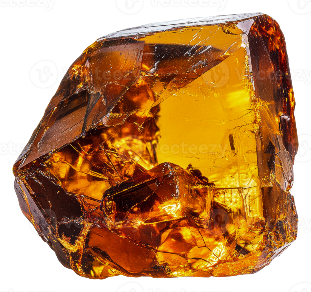 Stunning amber crystal from nature, cut out - stock . png