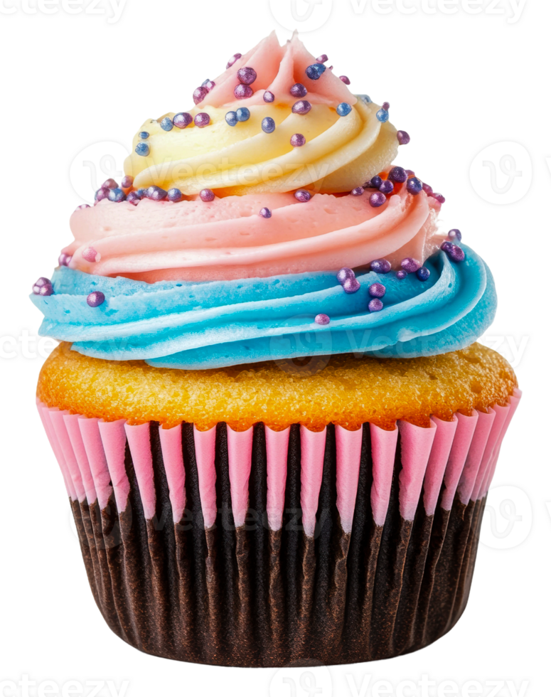 Vibrant cupcake with sprinkles on top, cut out - stock . png