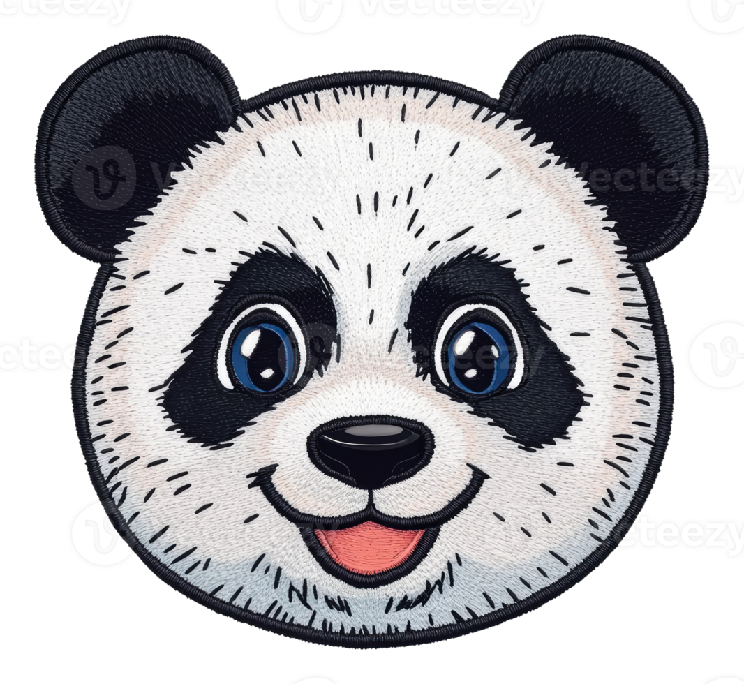Smiling cartoon panda face illustration, cut out - stock . png