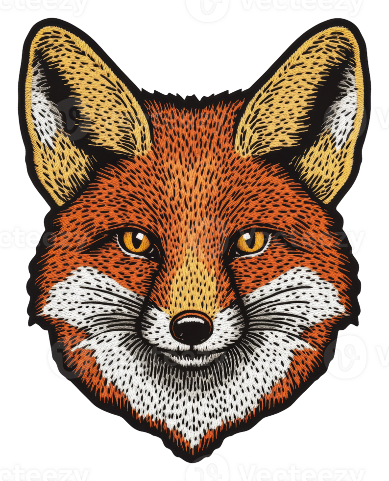 Vibrant fox face illustration, cut out - stock . png