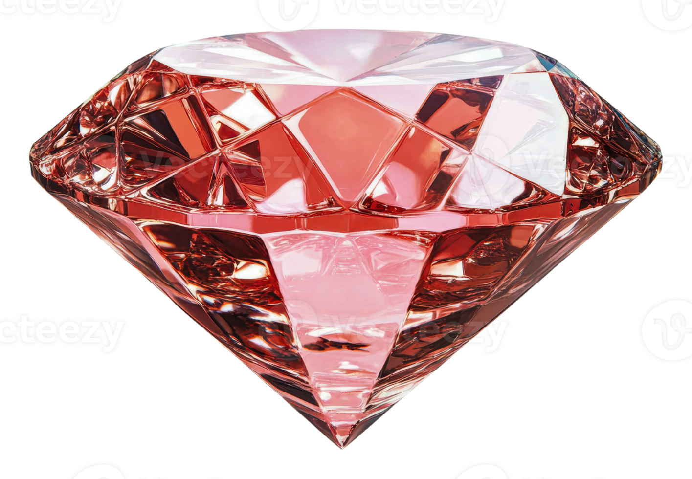 Pink diamond on white display, cut out - stock . png