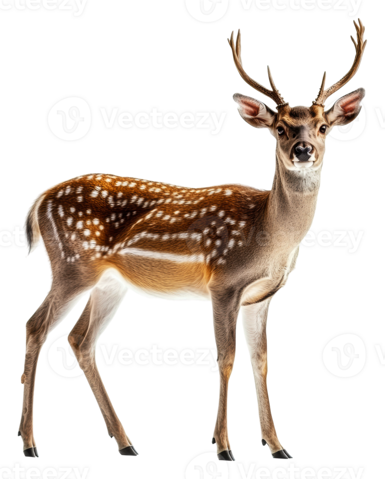 Graceful young deer on white backdrop, cut out - stock . png