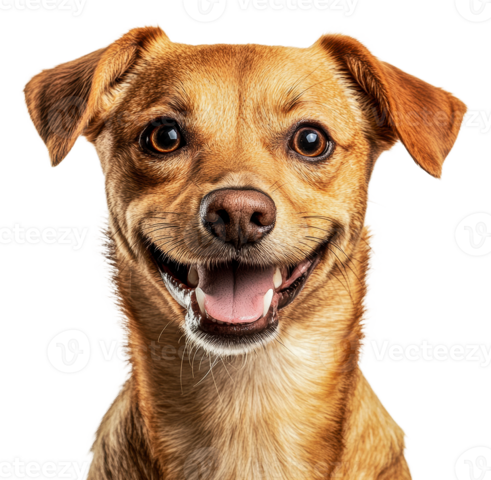 Playful brown dog with a happy expression indoors, cut out - stock . png
