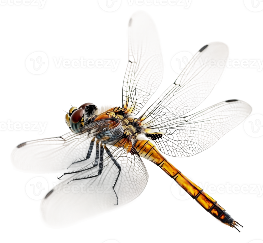 Close-up of a resting dragonfly, cut out - stock . png