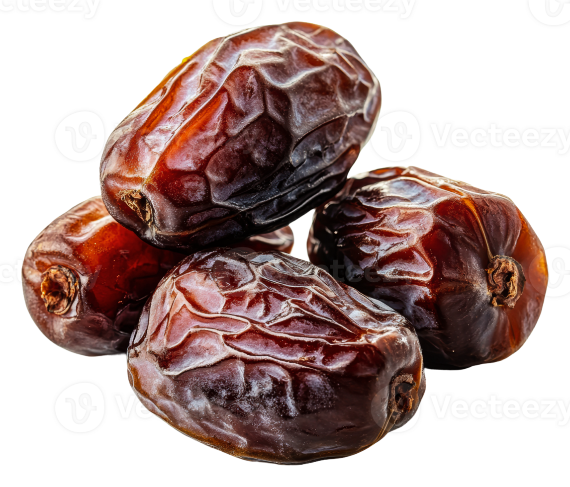 Fresh Medjool dates arranged on a white background, cut out - stock . png