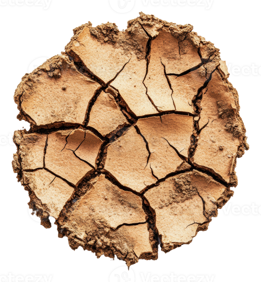 Dry, cracked soil under summer sun, cut out - stock . png