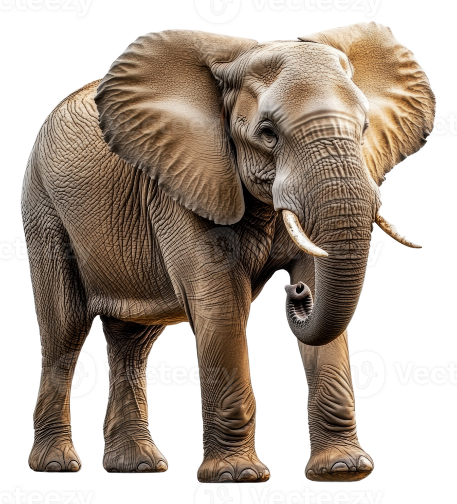 Elephant on a sunny plain, cut out - stock . png