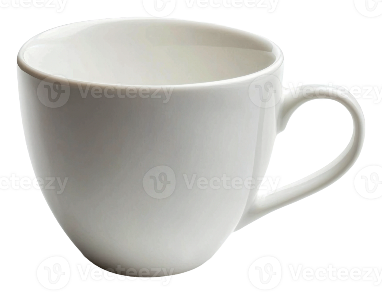 Simple white ceramic cup on a plain background, cut out - stock . png