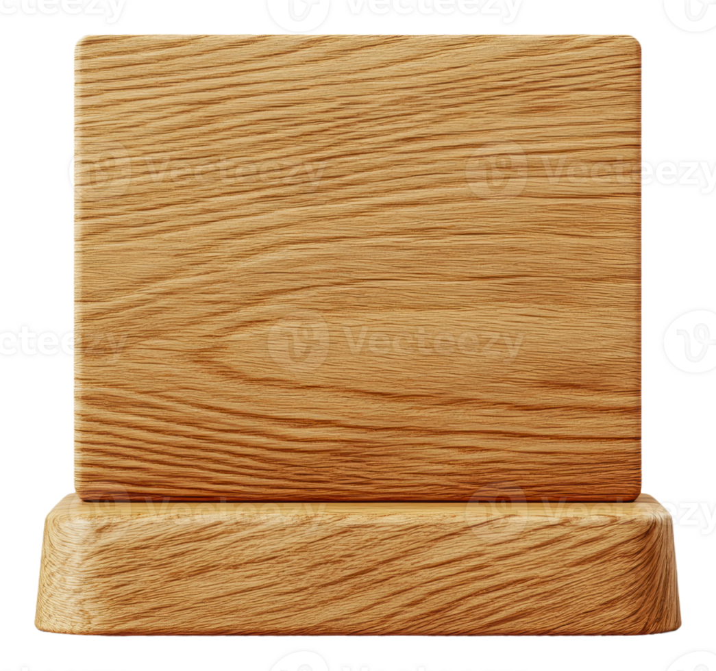 Natural wooden block stand on a plain background, cut out - stock . png