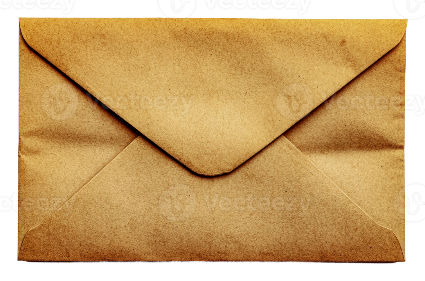 Brown envelope resting on a flat surface, cut out - stock . png