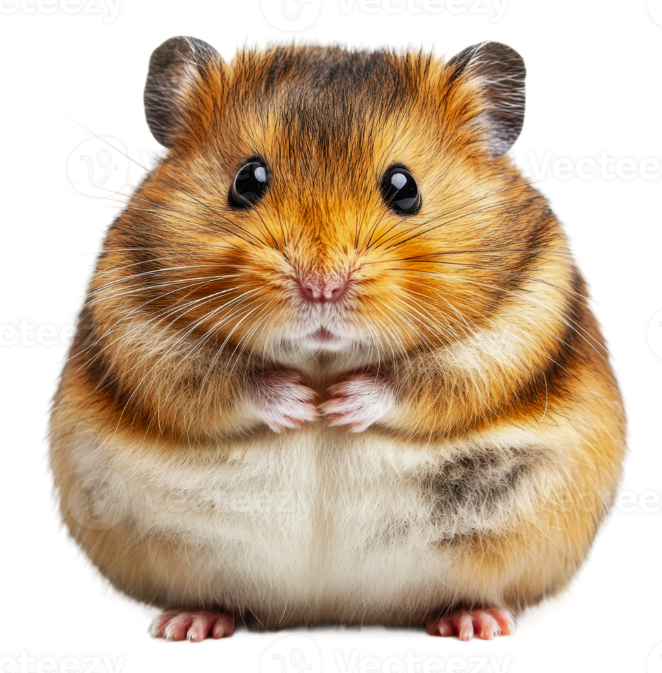 Cute hamster sitting calmly in a bright setting, cut out - stock . png