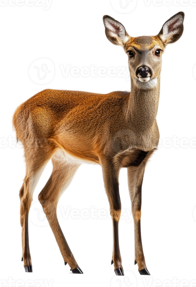 A young deer standing gracefully in a lush field, cut out - stock . png