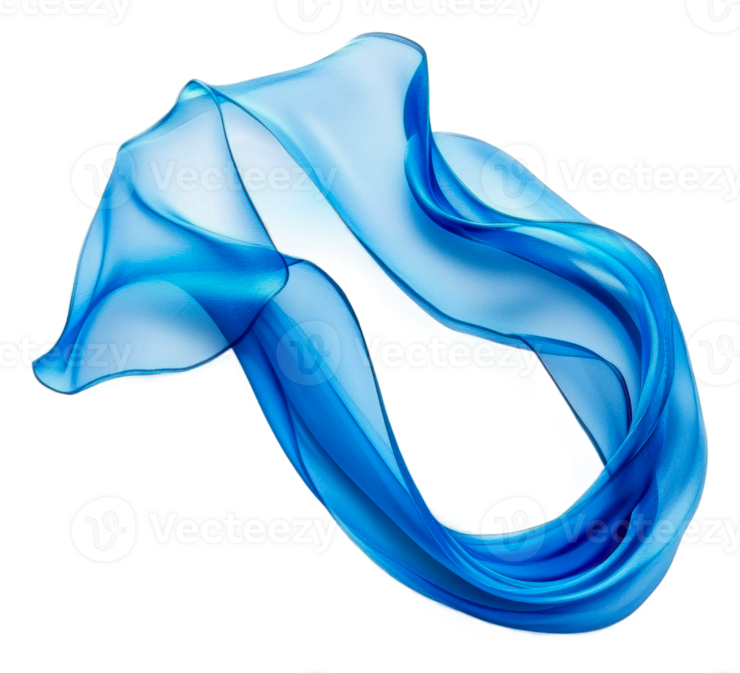 Mid-air light blue silk fabric flowing, cut out - stock . png