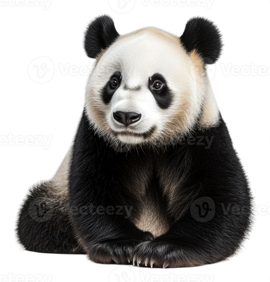Panda relaxing in a natural habitat during the day, cut out - stock . png
