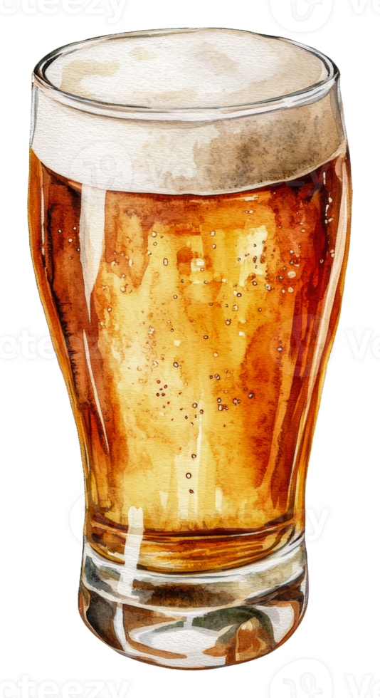 Refreshing golden beer in a glass with foam, cut out - stock . png