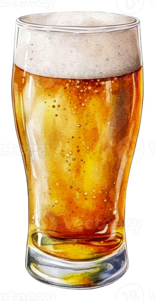 Cold craft beer in a glass with frothy topping, cut out - stock . png
