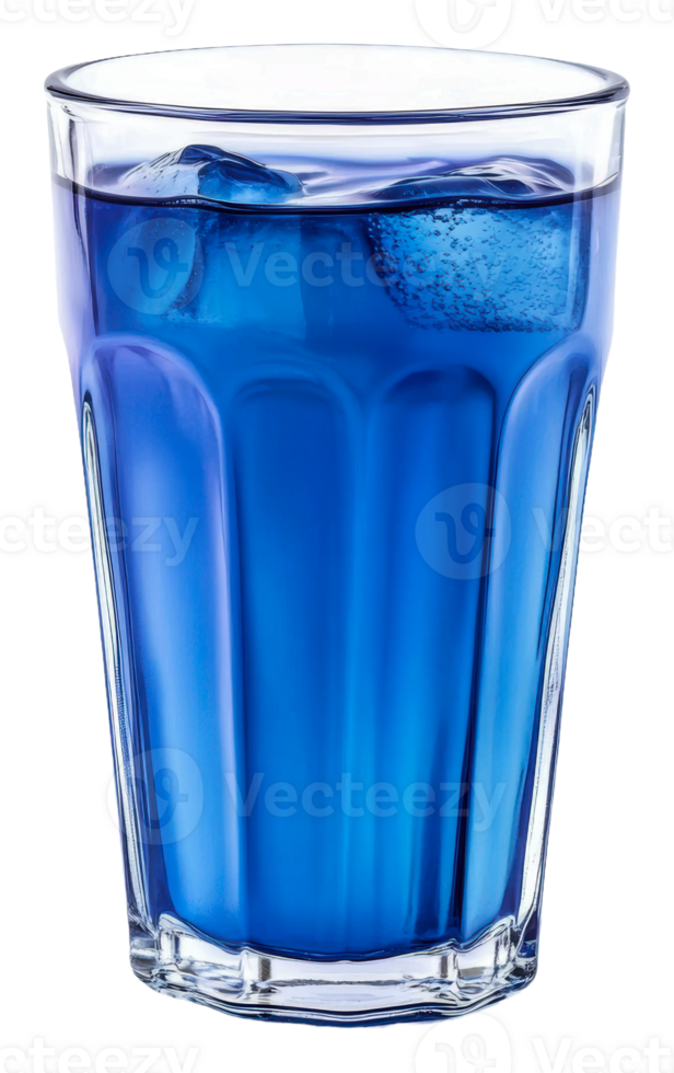 Refreshing blue drink served in a clear glass, cut out - stock . png
