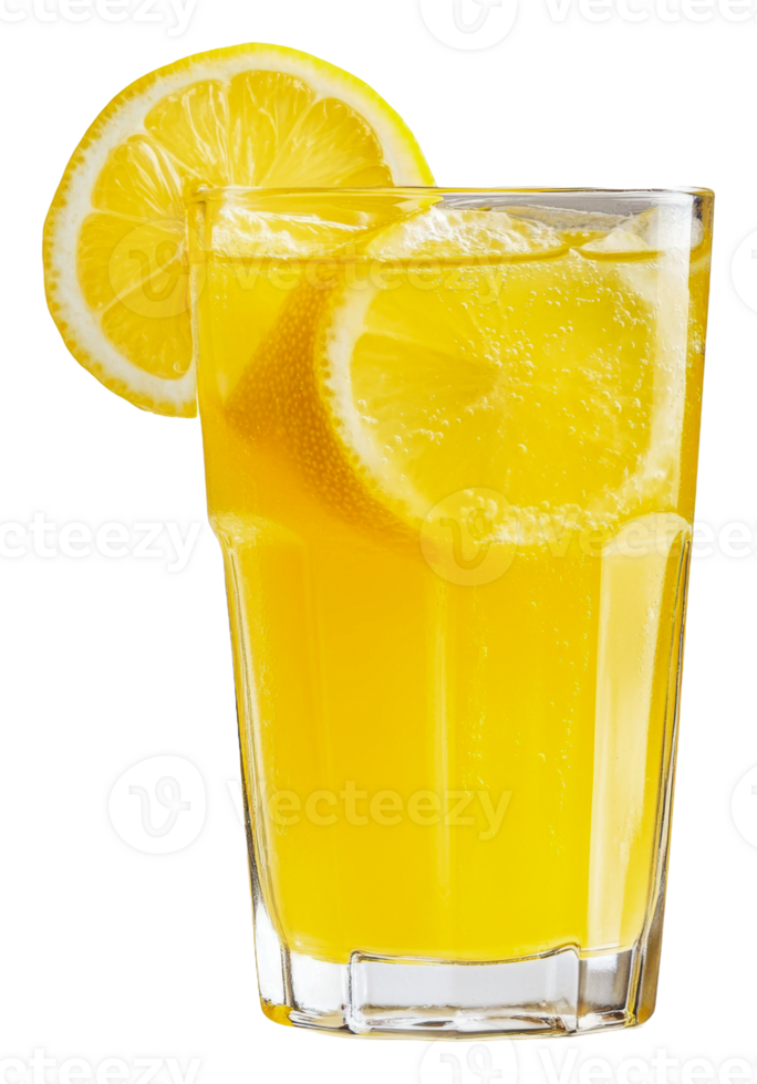 Cool lemonade with lemon slices, cut out - stock . png