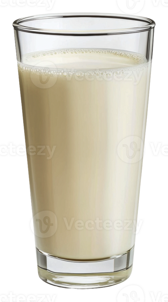 Freshly poured glass of creamy beverage on table, cut out - stock . png