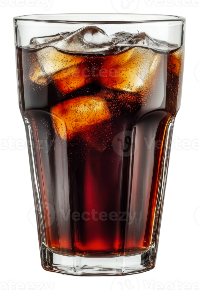 Refreshing iced beverage served in a clear glass, cut out - stock . png