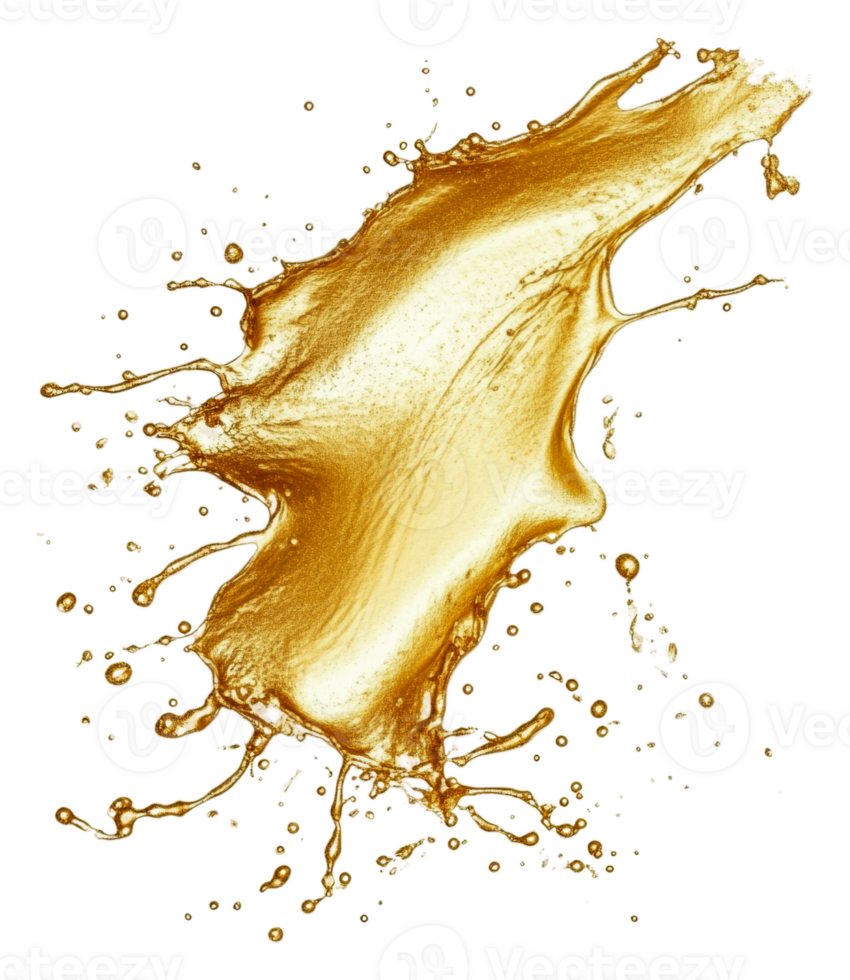 Golden splash on white background, cut out - stock . png