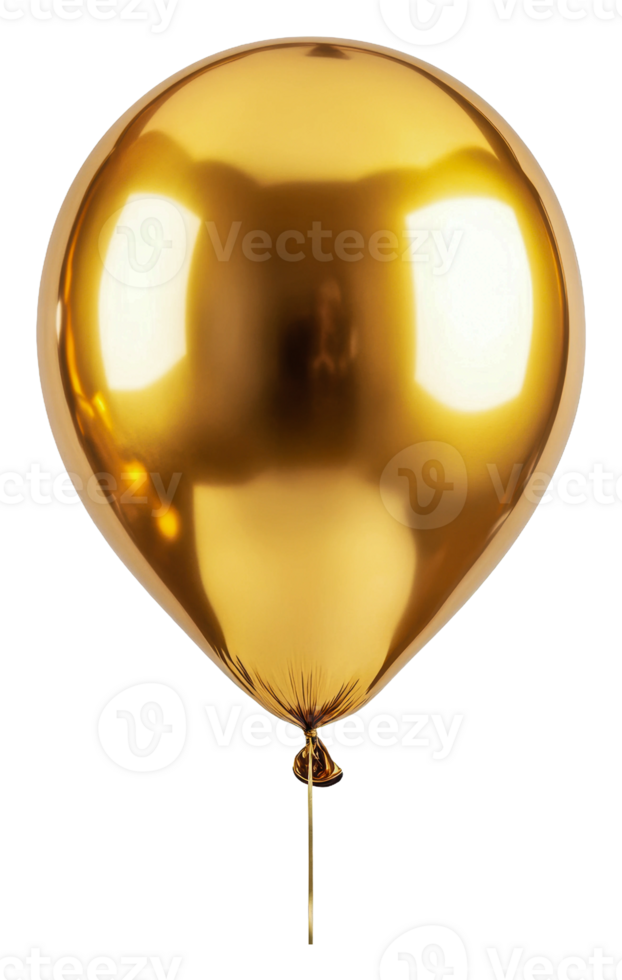 Shiny golden balloon for celebration or decoration, cut out - stock . png