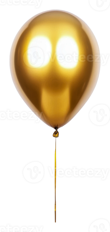 Shiny golden balloon reflecting light and shadows, cut out - stock . png