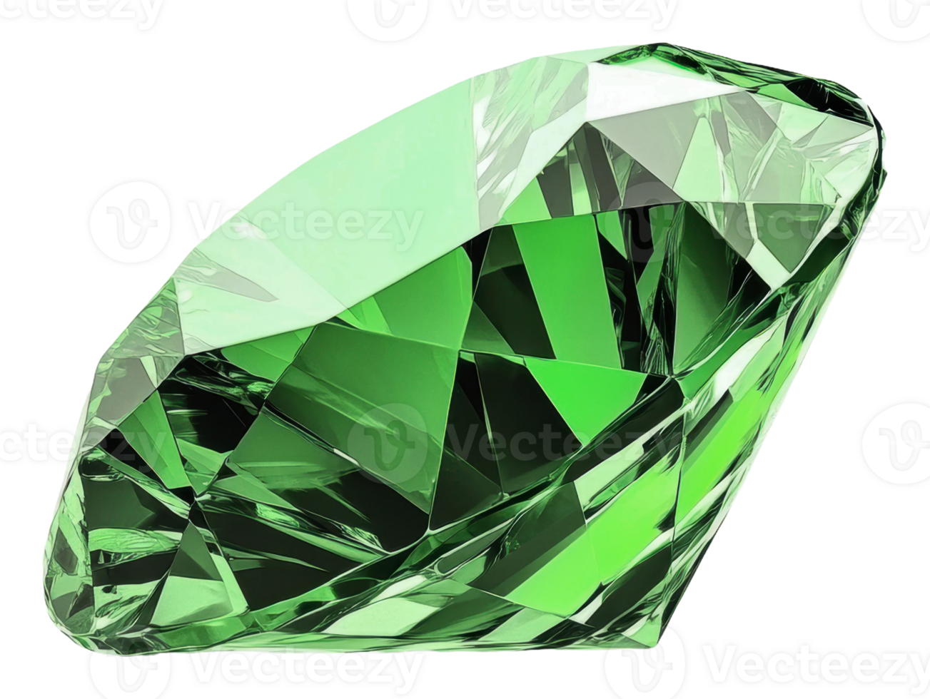 Unique green gem sparkling under bright lights, cut out - stock . png
