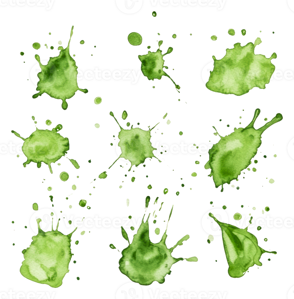 verde aguarela salpicos em uma branco fundo, cortar Fora - estoque . png