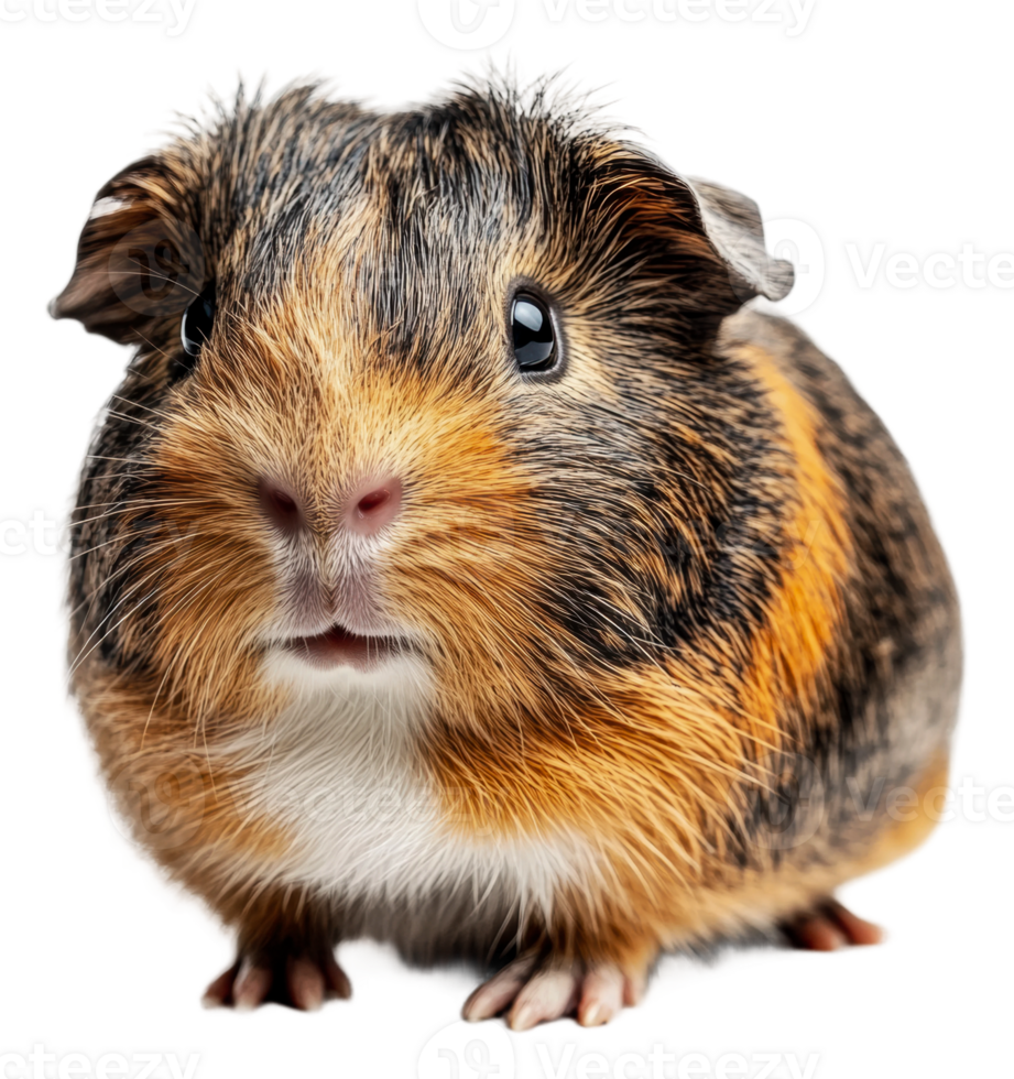 Guinea pig posing for a close-up in soft light, cut out - stock . png